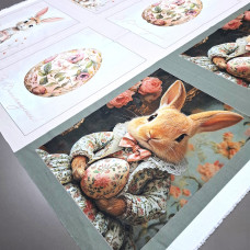 Рушникова тканина великодня Великодні Зайчики купон 65*150 см