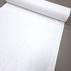 Скатертная ткань с пропиткой Принт жаккард Вьюнок белый