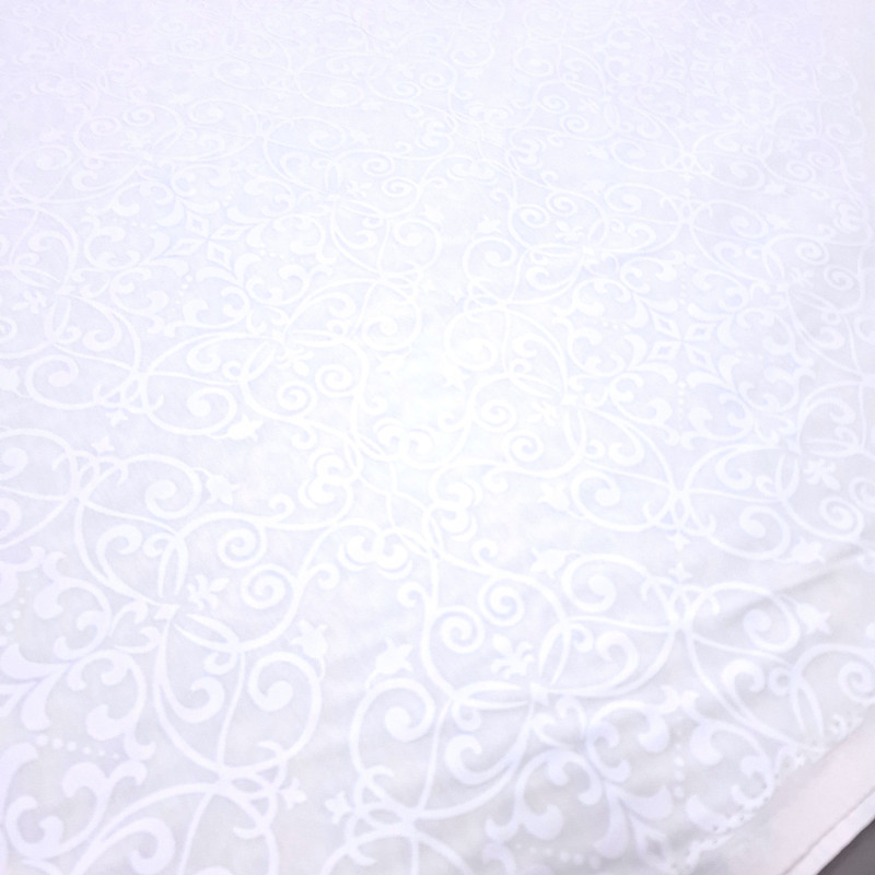 Скатертная ткань с пропиткой Принт жаккард Арабеска белый 11823