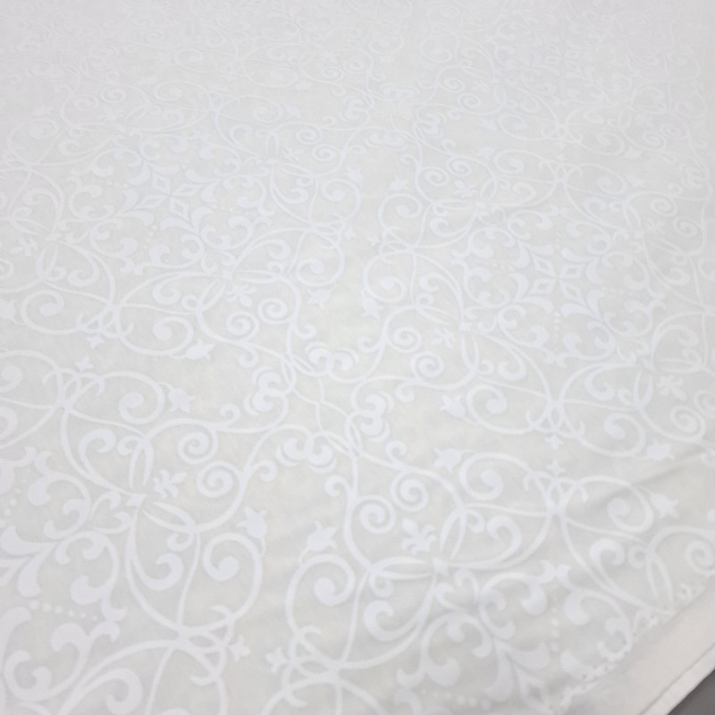 Скатертная ткань с пропиткой Принт жаккард Арабеска молочный 11824