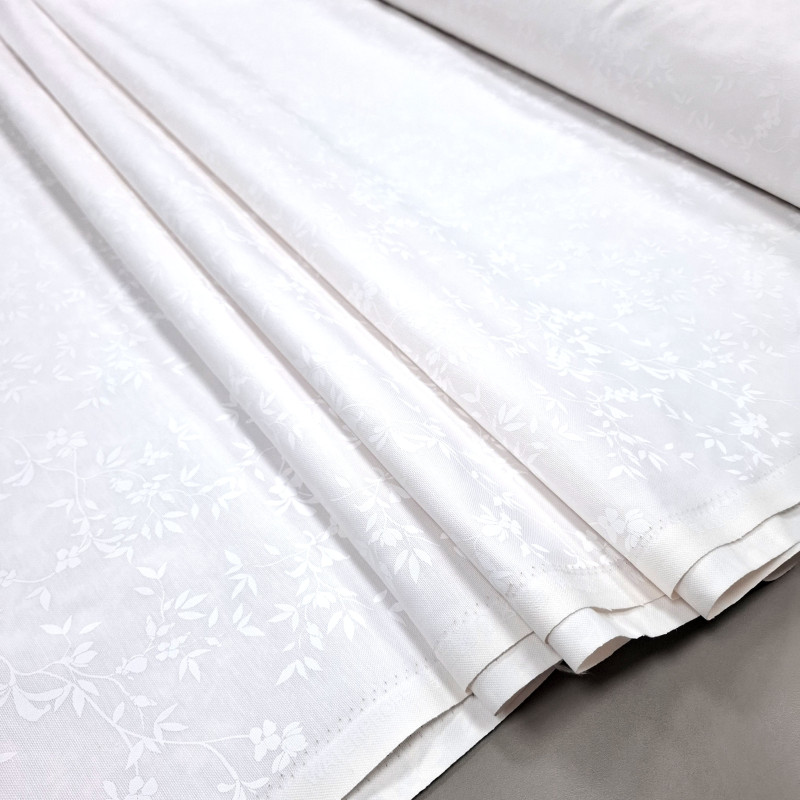 Скатертная ткань с пропиткой Принт Жаккард Элеганс белый 12351