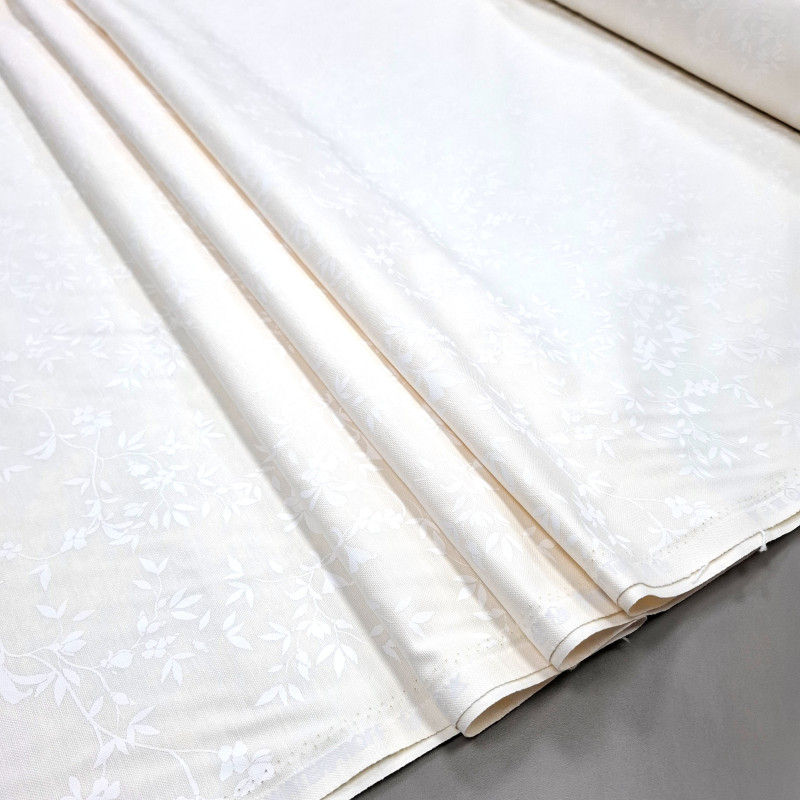 Скатертная ткань с пропиткой Принт жаккард Элеганс молочный 12353