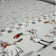 Скатертная ткань рогожка Поваренок серый