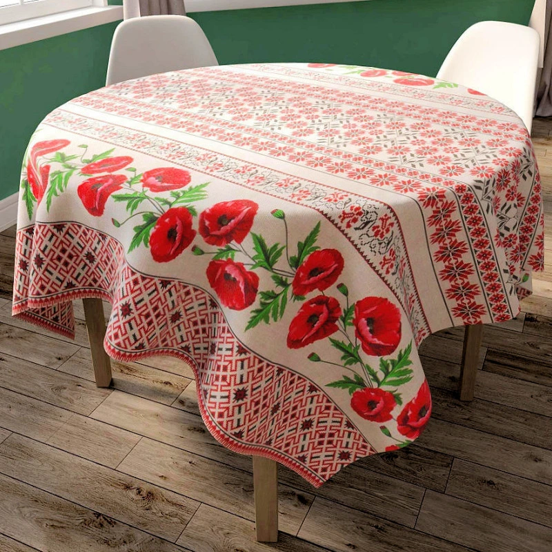 Скатертина рогожка Маки червоний 145*145 см 150037861