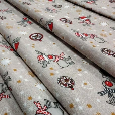 Новогодняя ткань Christmas deer натуральный