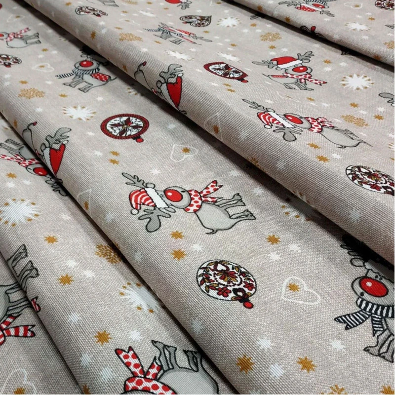 Новогодняя ткань Christmas deer натуральный 576351