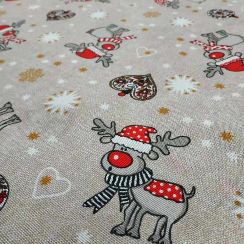 Новогодняя ткань Christmas deer натуральный 576351