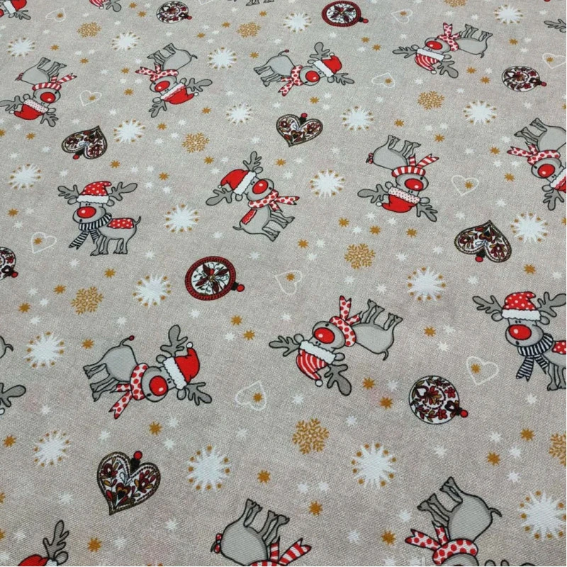 Новогодняя ткань Christmas deer натуральный 576351