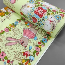 Тканина рушникова вафельна Happy Easter салатовий