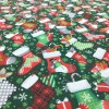 Новогодняя ткань с пропиткой Рождественские валенки зеленый 050791