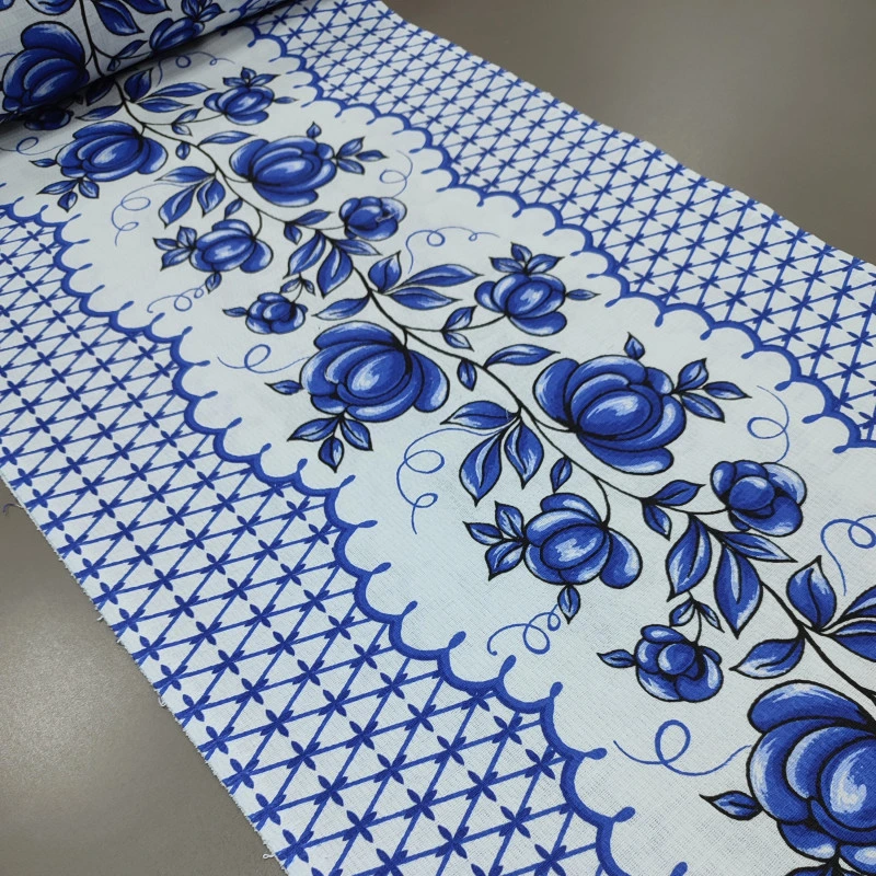 Ткань полотенечная вафельная Петриковская роспись 45 см белый 058181