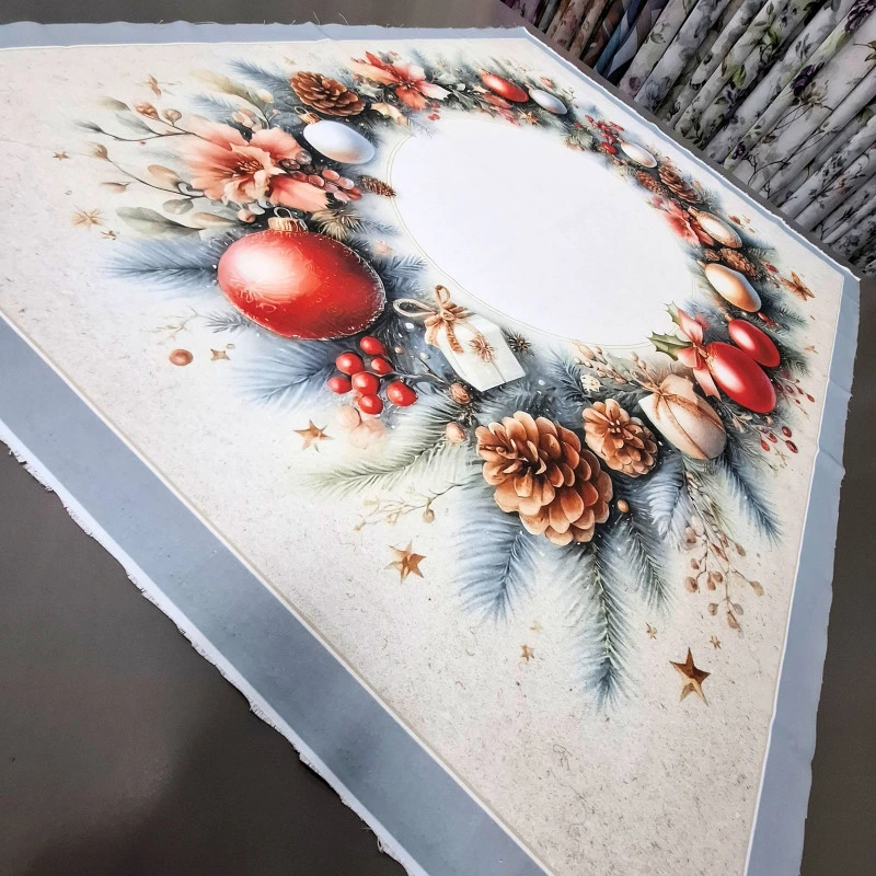 Новорічна тканина для скатертини Іграшки купон 115*150 см 036781