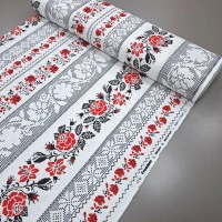 Скатертная ткань с пропиткой Орнамент черный
