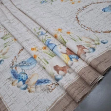 Тканина для скатертини напівпанама великодня Пташки купон 115*150 см