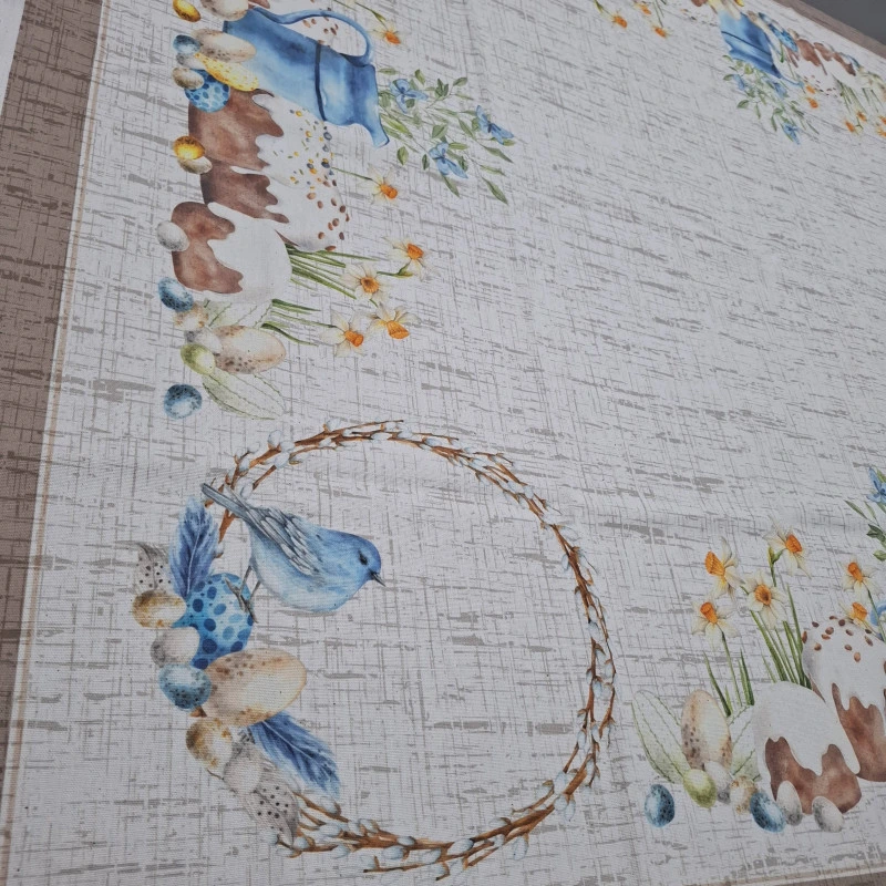 Тканина для скатертини напівпанама великодня Пташки купон 115*150 см 882881