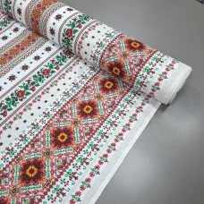 Скатертная ткань рогожка Гоцульский орнамент