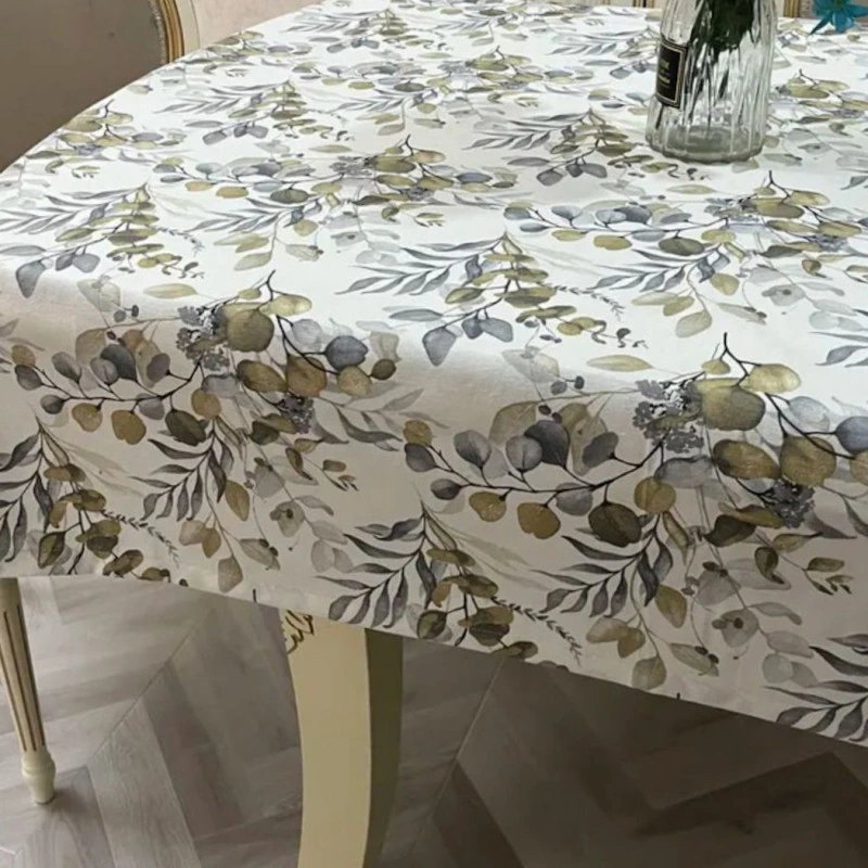 Тефлоновая скатерть Эвкалипт горчичный 120*120 см 1201050