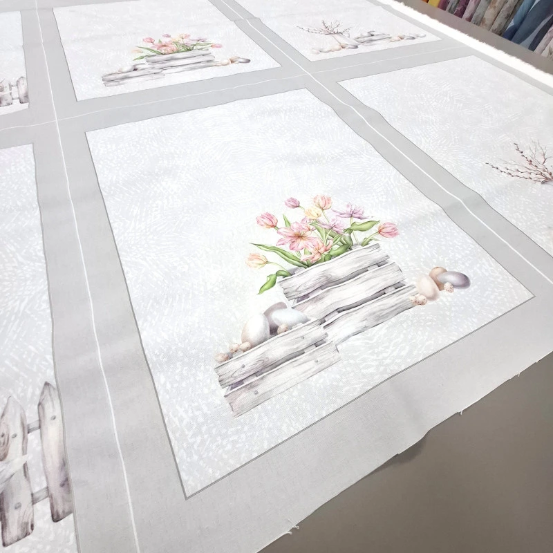 Рушникова тканина напівпанама великодня Гуси купон 65*150 см 029491